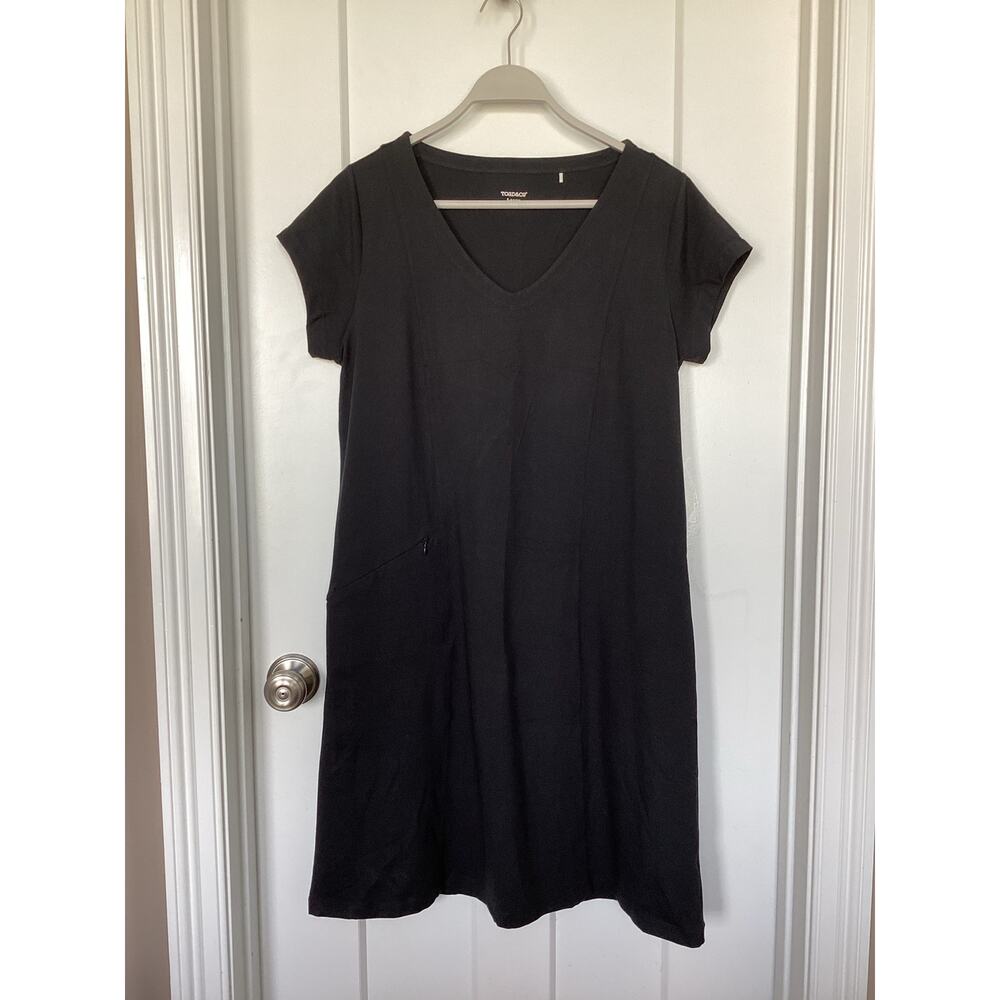 Toad & Co Women's Tech Tomboy Cap Sleeve Dress Active Athletic Black Size Large